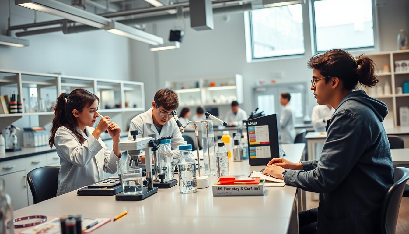 Student using learning strategies while studying